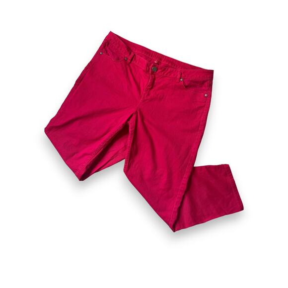 Elle Womens Jeans Dark Pink Denim Skinny Zip Button Closure - Size 16 - Picture 3 of 6